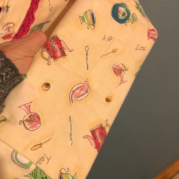 Vintage Kitsch Handmade Canvas Pastel Tea Pot Bag Purse Pocketbook Great Gift - Picture 9 of 10